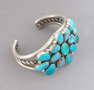 Cuff Bracelet with Bisbee Turquoise Cluster by Sheila Becenti