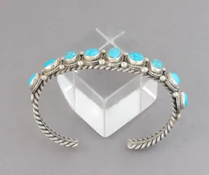 Cuff Bracelet with Hi Grade #8 Turquoise by Albert Jake