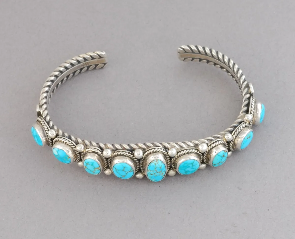 Cuff Bracelet with Hi Grade #8 Turquoise by Albert Jake