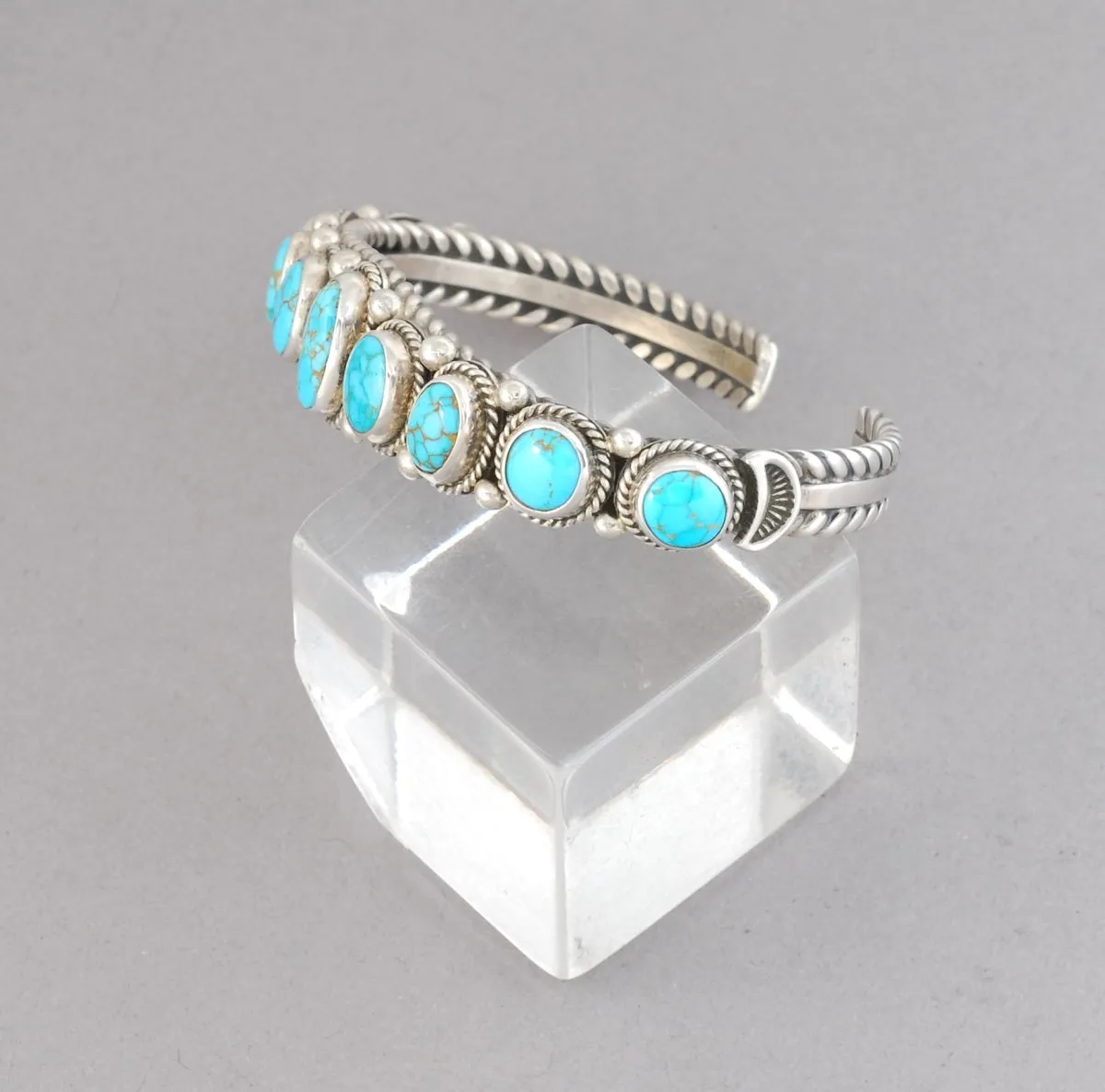 Cuff Bracelet with Hi Grade #8 Turquoise by Albert Jake