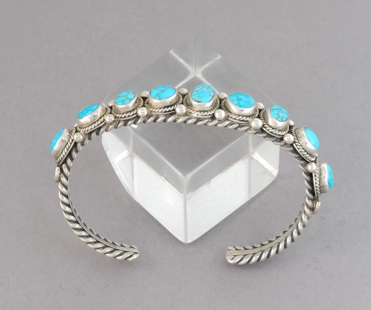 Cuff Bracelet with Hi Grade #8 Turquoise by Albert Jake
