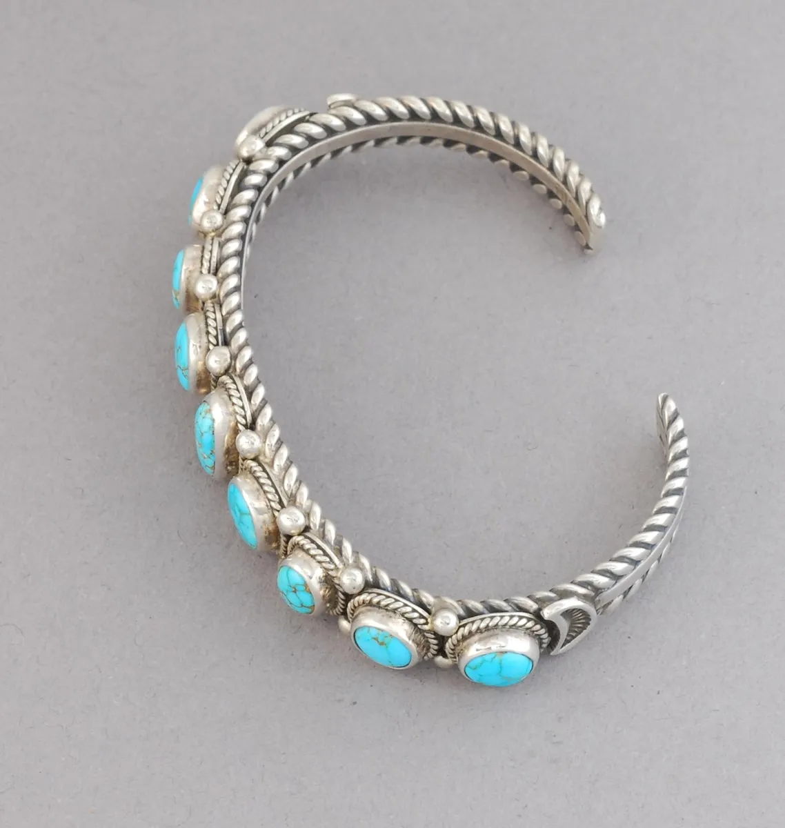 Cuff Bracelet with Hi Grade #8 Turquoise by Albert Jake