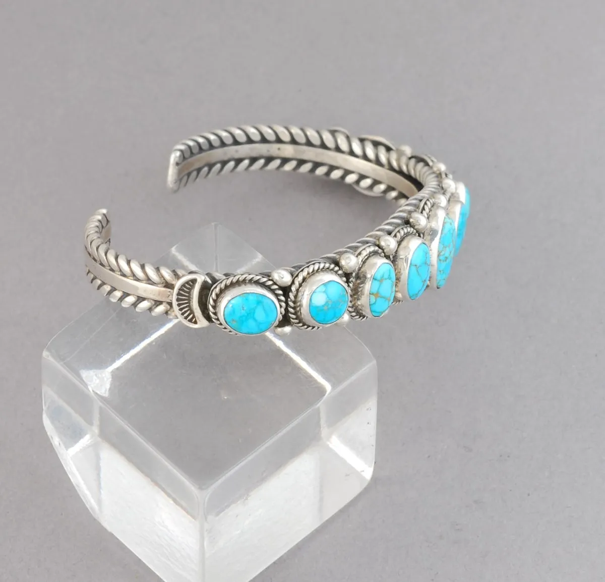 Cuff Bracelet with Hi Grade #8 Turquoise by Albert Jake