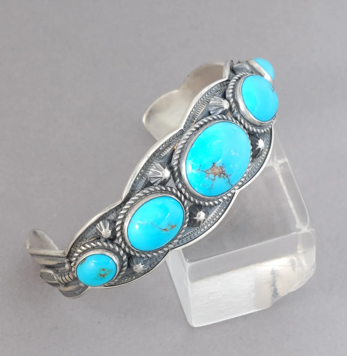 Cuff Bracelet with Old Persian Turquoise by Leonard Chee