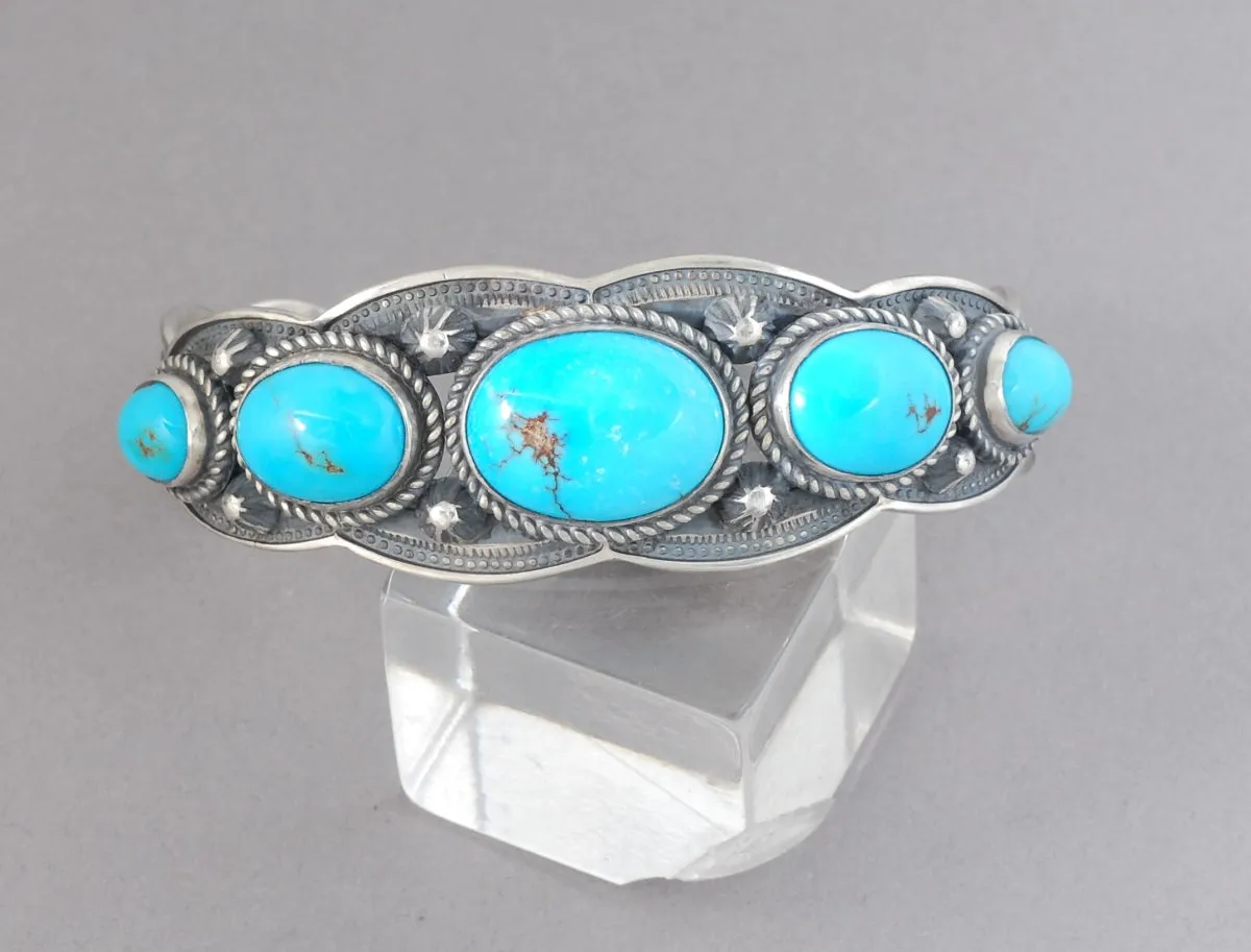 Cuff Bracelet with Old Persian Turquoise by Leonard Chee