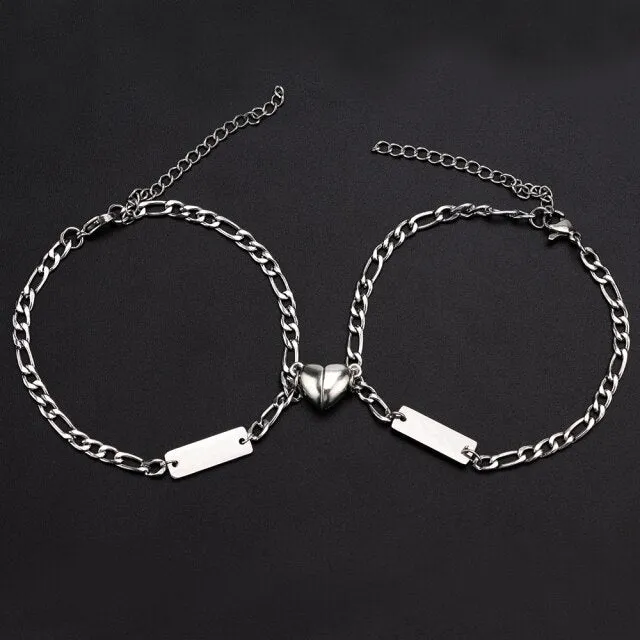 Custom Engraved Names Magnetic Bracelets for Couples BFFs