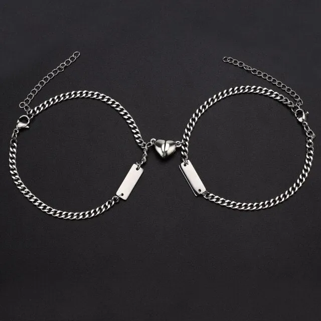 Custom Engraved Names Magnetic Bracelets for Couples BFFs