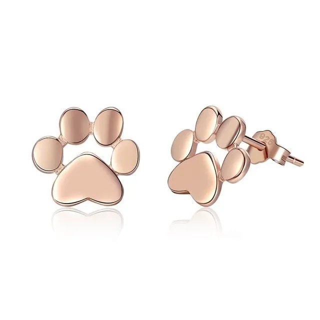 Cute Dog Footprints Stud Earrings Women Anniversary Jewelry