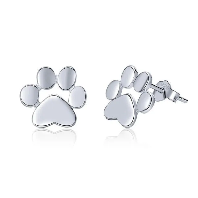 Cute Dog Footprints Stud Earrings Women Anniversary Jewelry