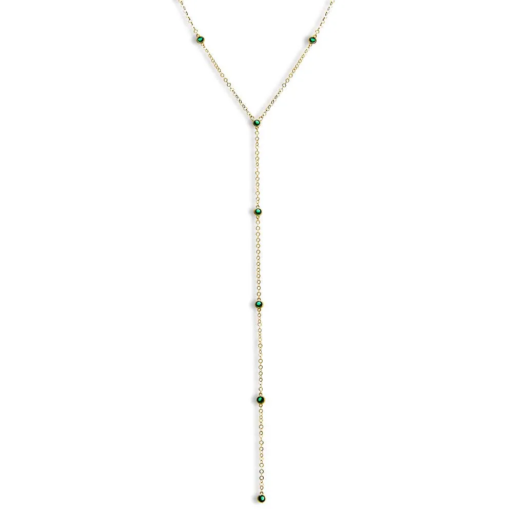 CZ Bezel Station Lariat Necklace