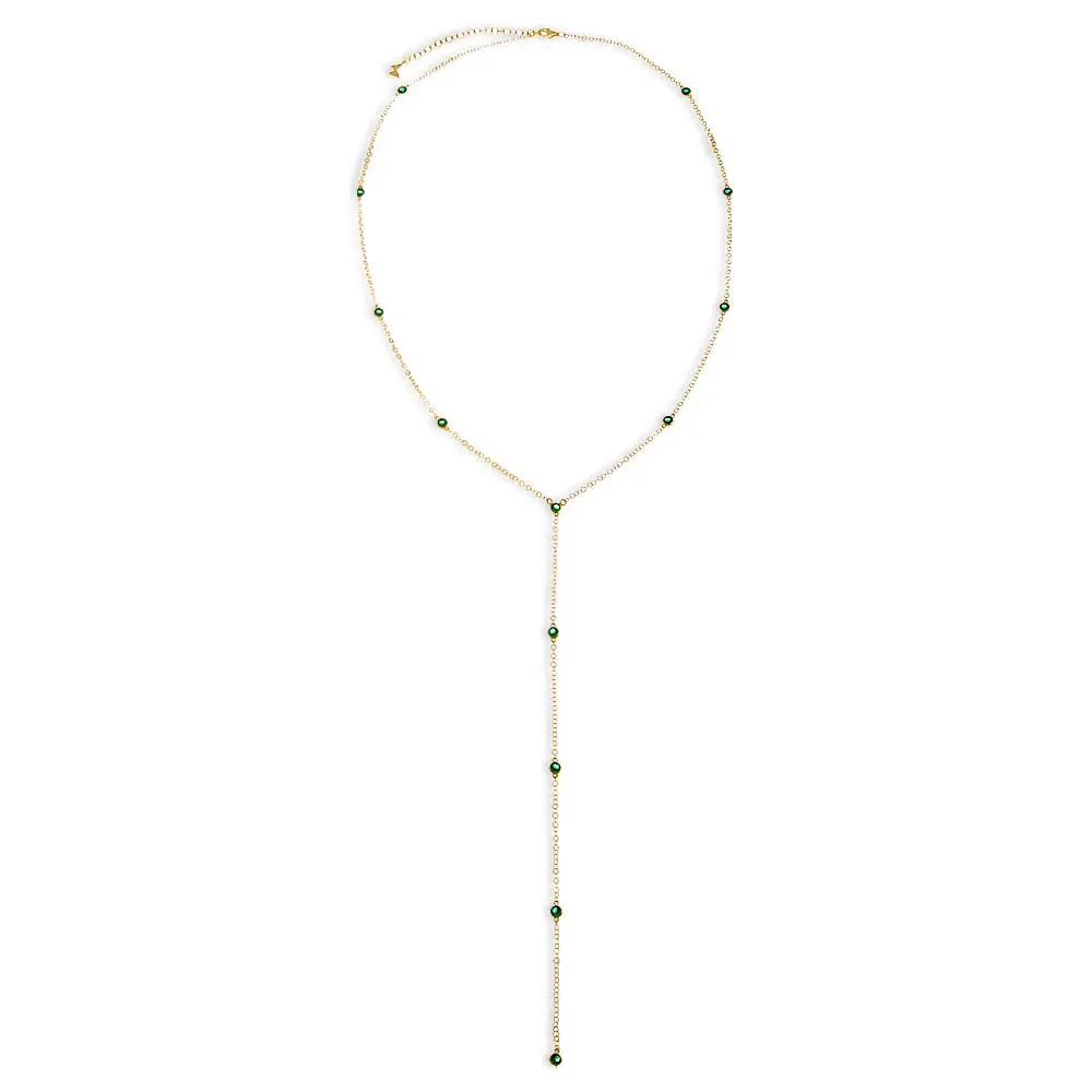 CZ Bezel Station Lariat Necklace