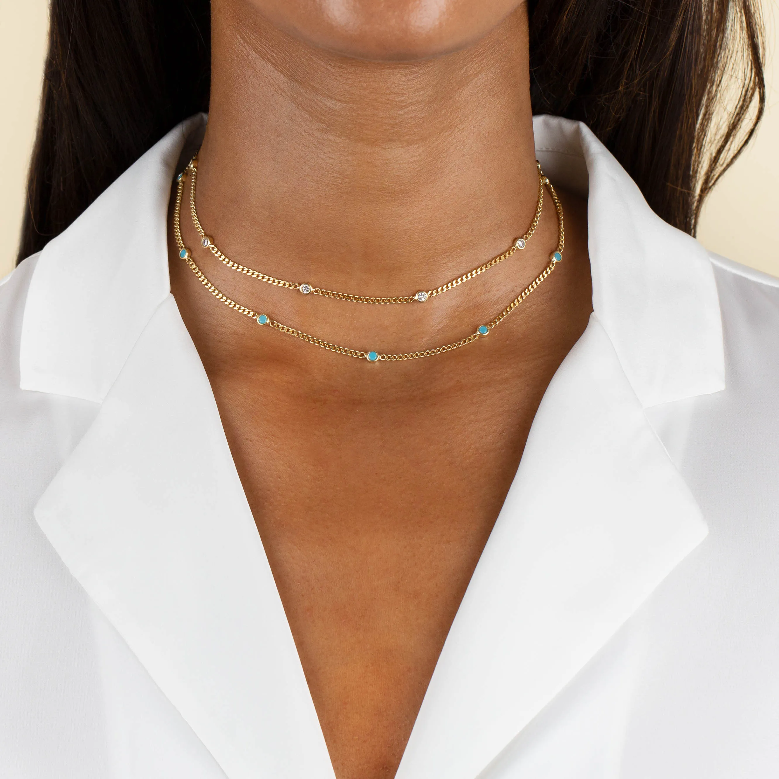 CZ Colored Cuban Chain Choker