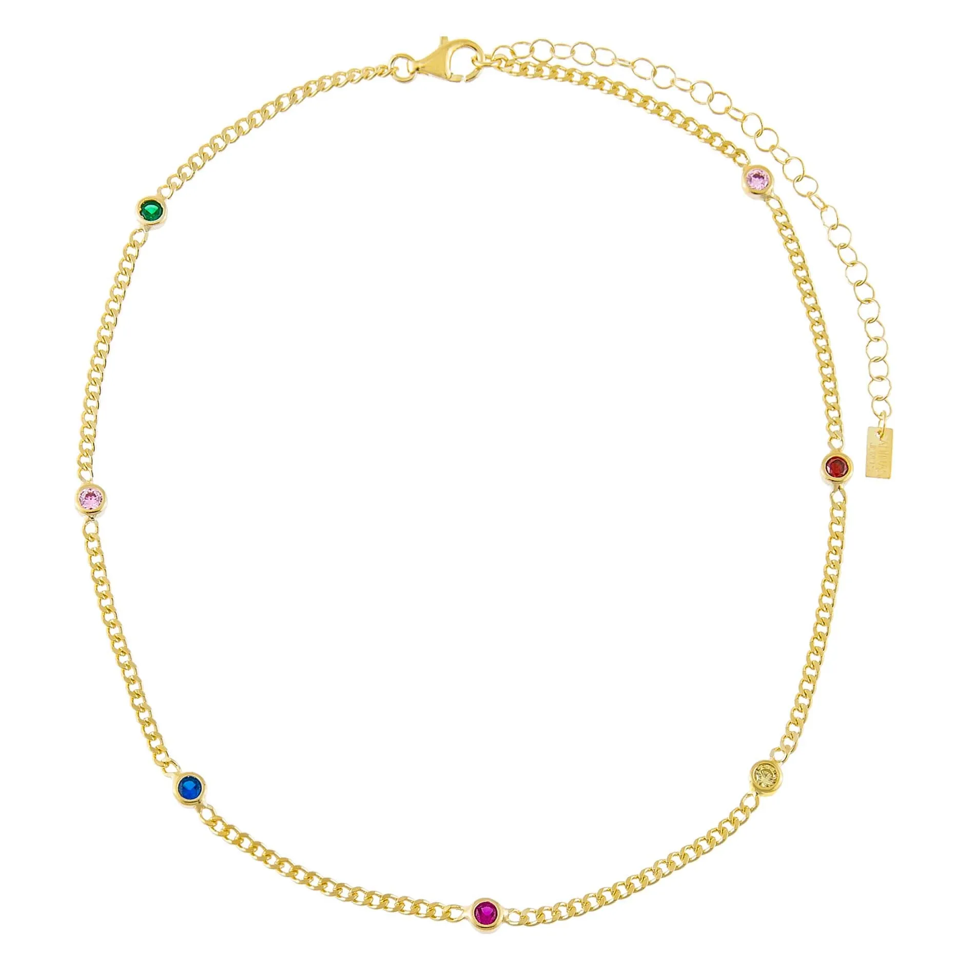 CZ Colored Cuban Chain Choker