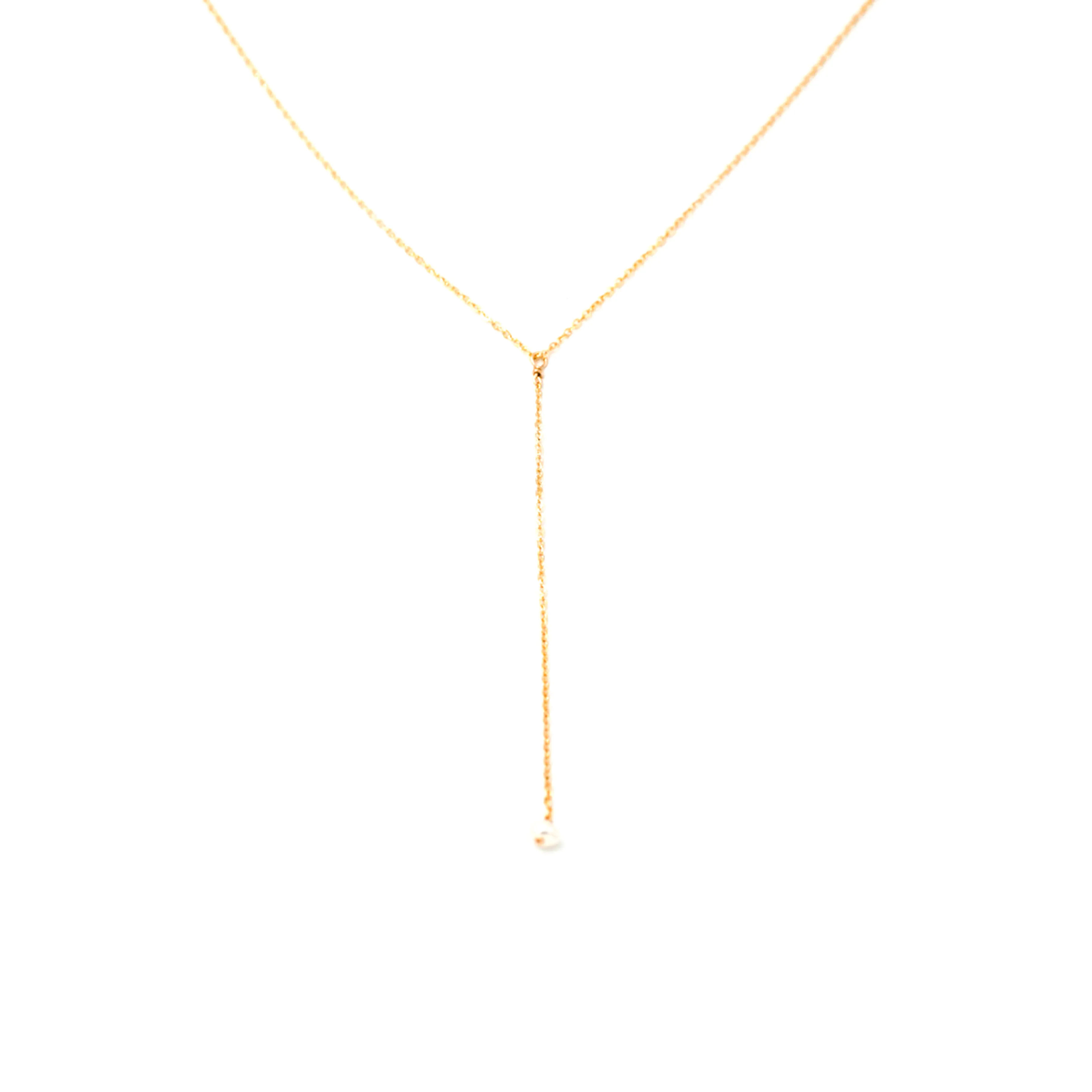 Dainty Pearl Lariat Necklace