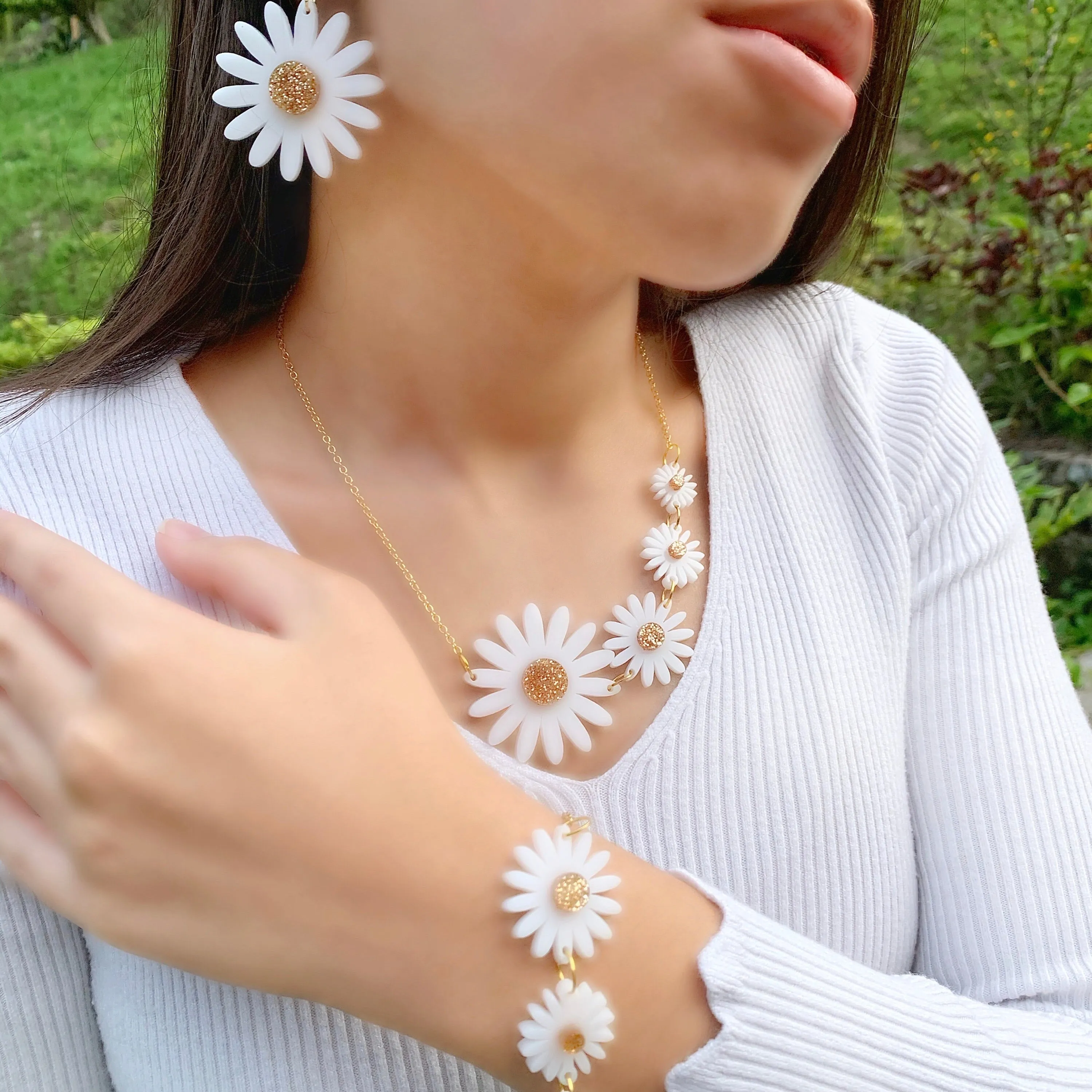 Daisies for dangles / spring / 12 pieces, 43-16mm