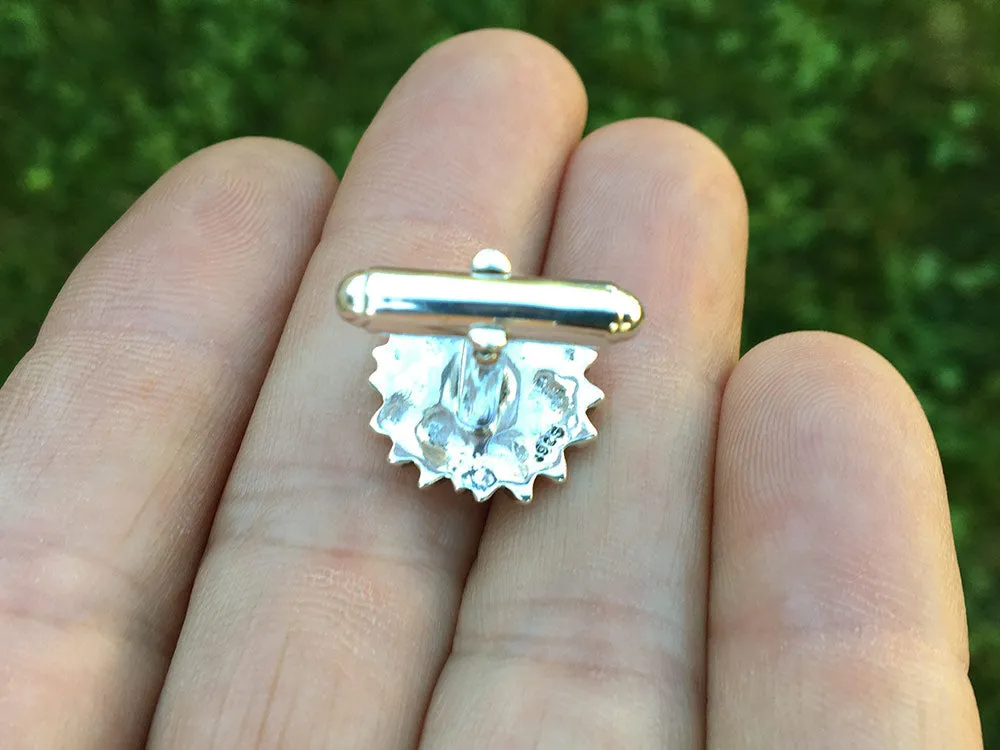Daisy Flower Cuff Links Sterling Silver