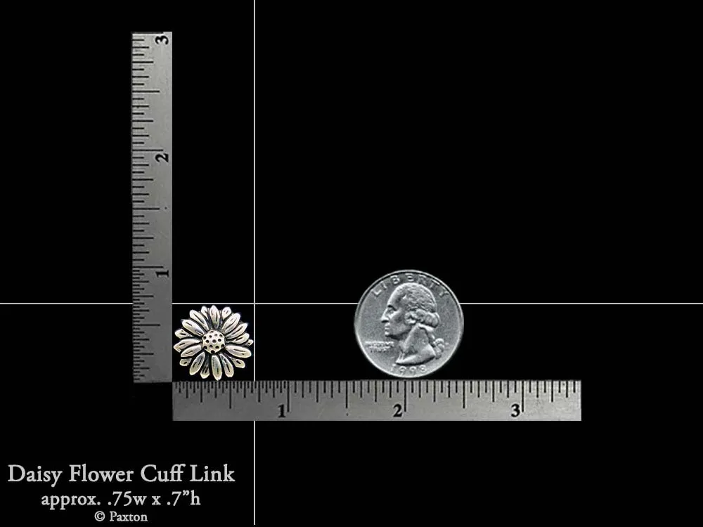 Daisy Flower Cuff Links Sterling Silver