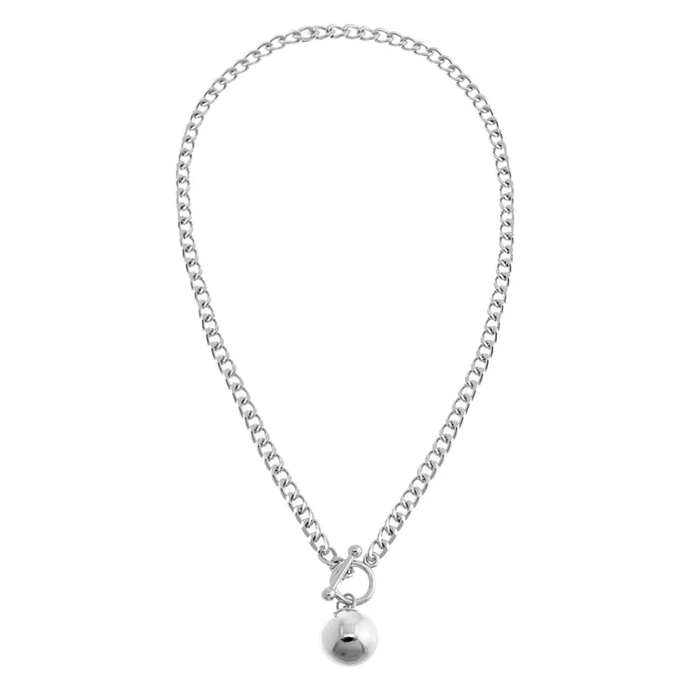 Dangling Ball Toggle Cuban Chain Necklace
