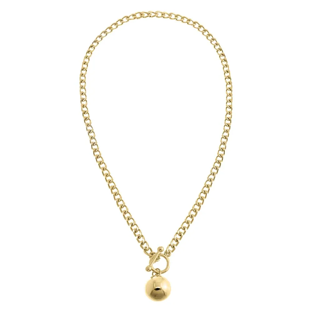 Dangling Ball Toggle Cuban Chain Necklace