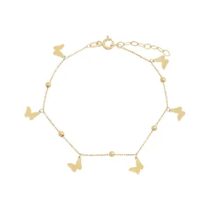 Dangling Butteflies Charm Bracelet 14K