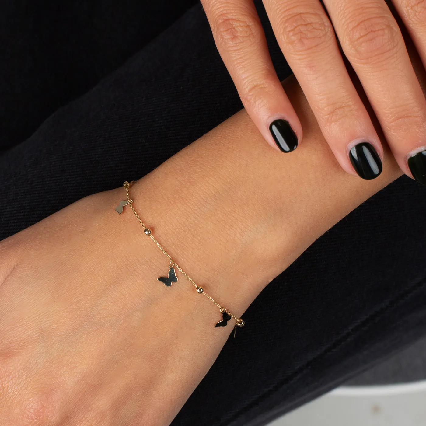 Dangling Butteflies Charm Bracelet 14K