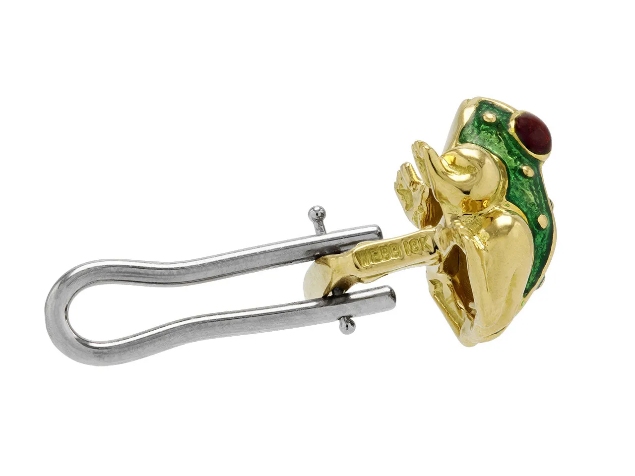 David Webb Green Enamel Frog Cufflinks and Shirt Stud Dress Set in 18K