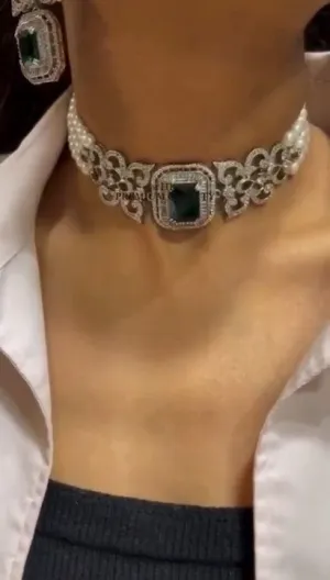 Designer AD Jewelry Choker Set with Earrings