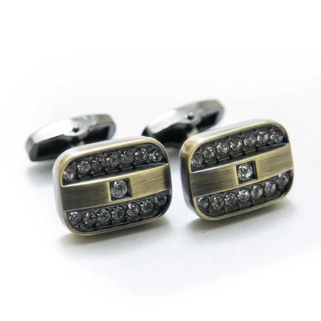 Designer Cufflinks For Mens Wedding Shirt – Rectangle With Diamond