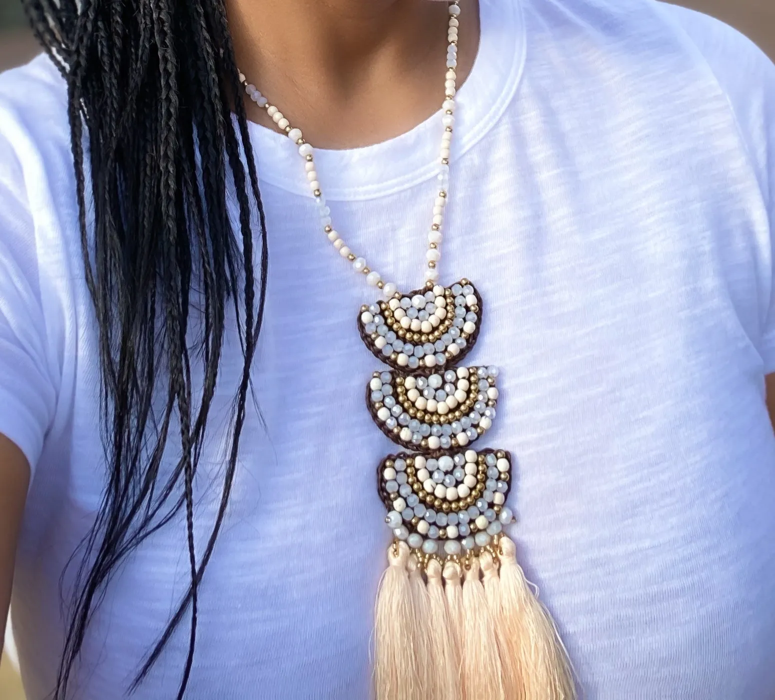 Designer Multi Tassel and Beaded Necklace