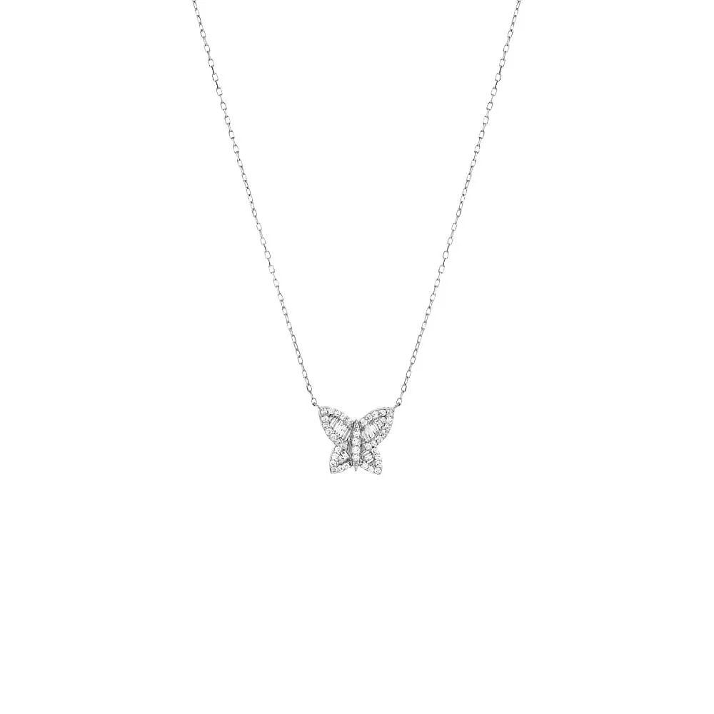 Diamond Baguette X Pave Butterfly 14K
