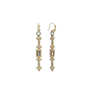 Diamond Drop Earrings with Opal and Morganite Stones