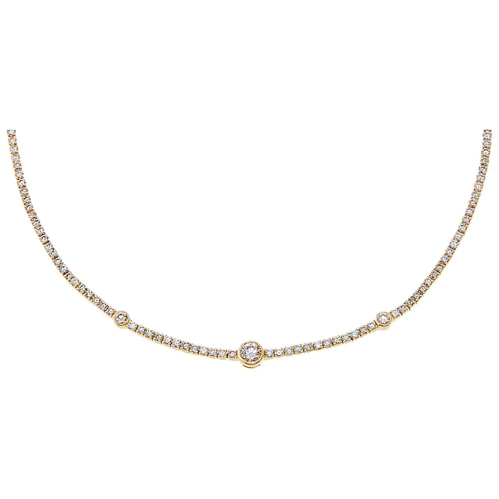 Diamond Graduated Bezel Tennis Choker 14K