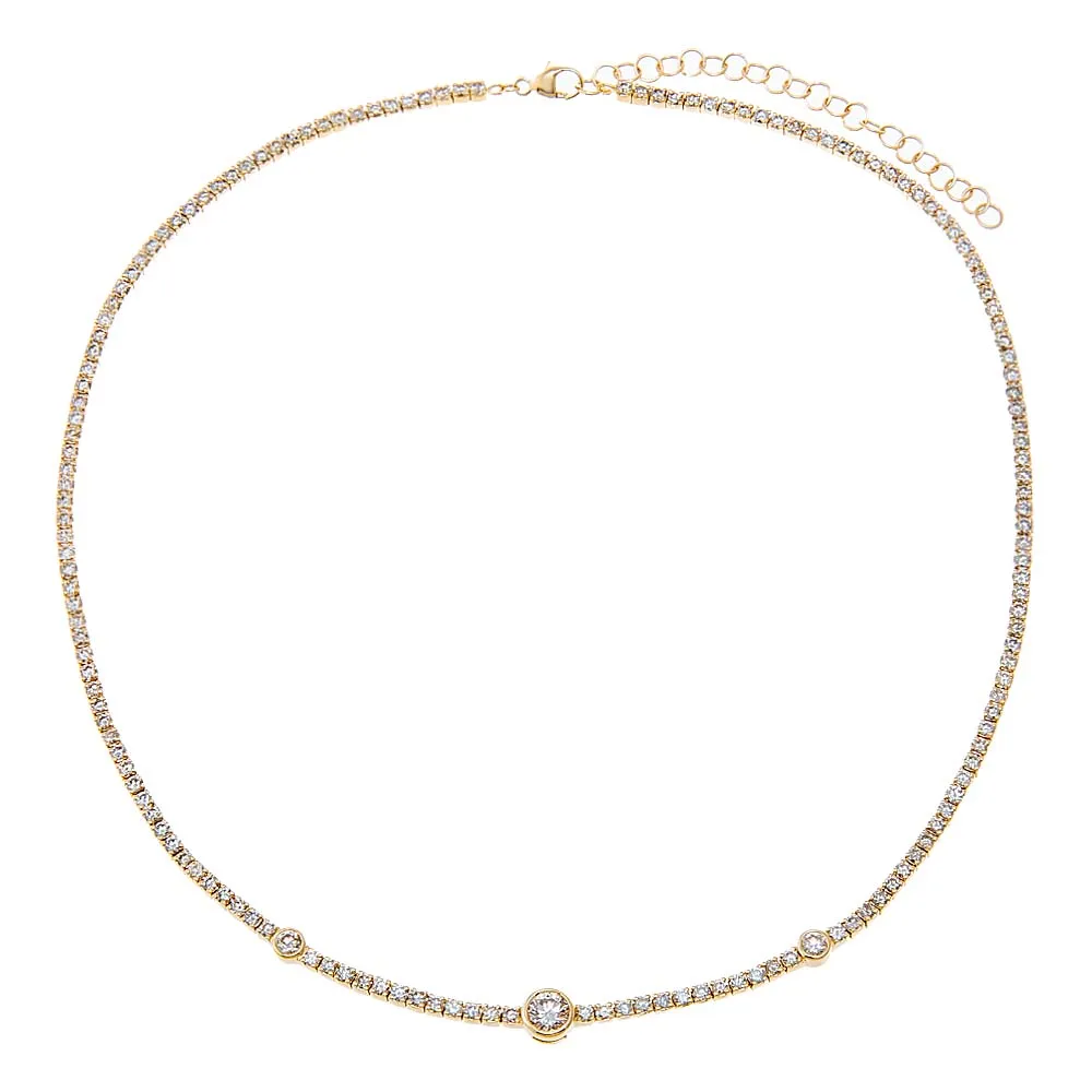 Diamond Graduated Bezel Tennis Choker 14K