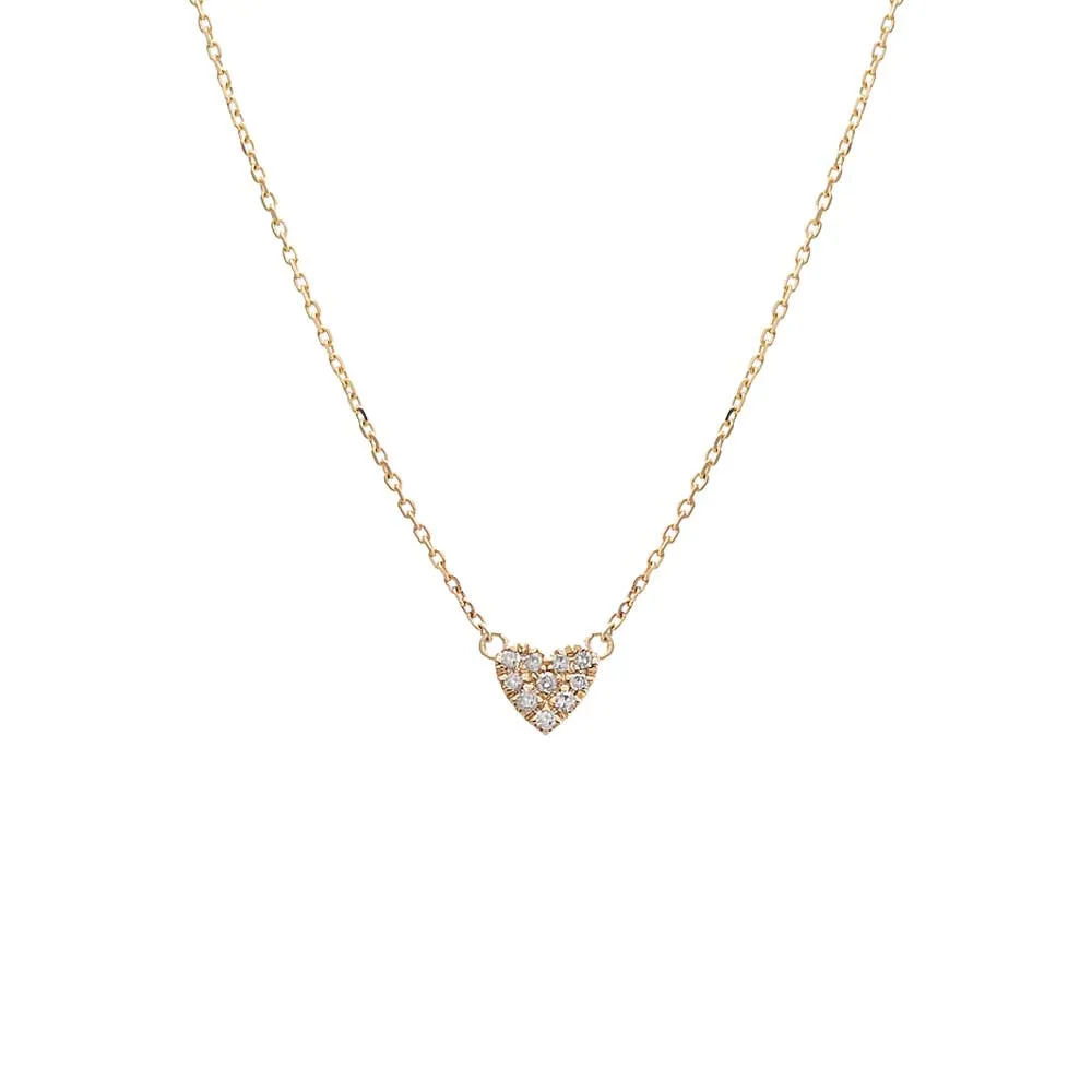 Diamond Pavé Heart Necklace 14K
