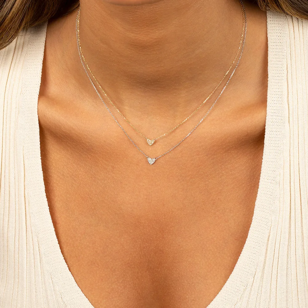 Diamond Pavé Heart Necklace 14K