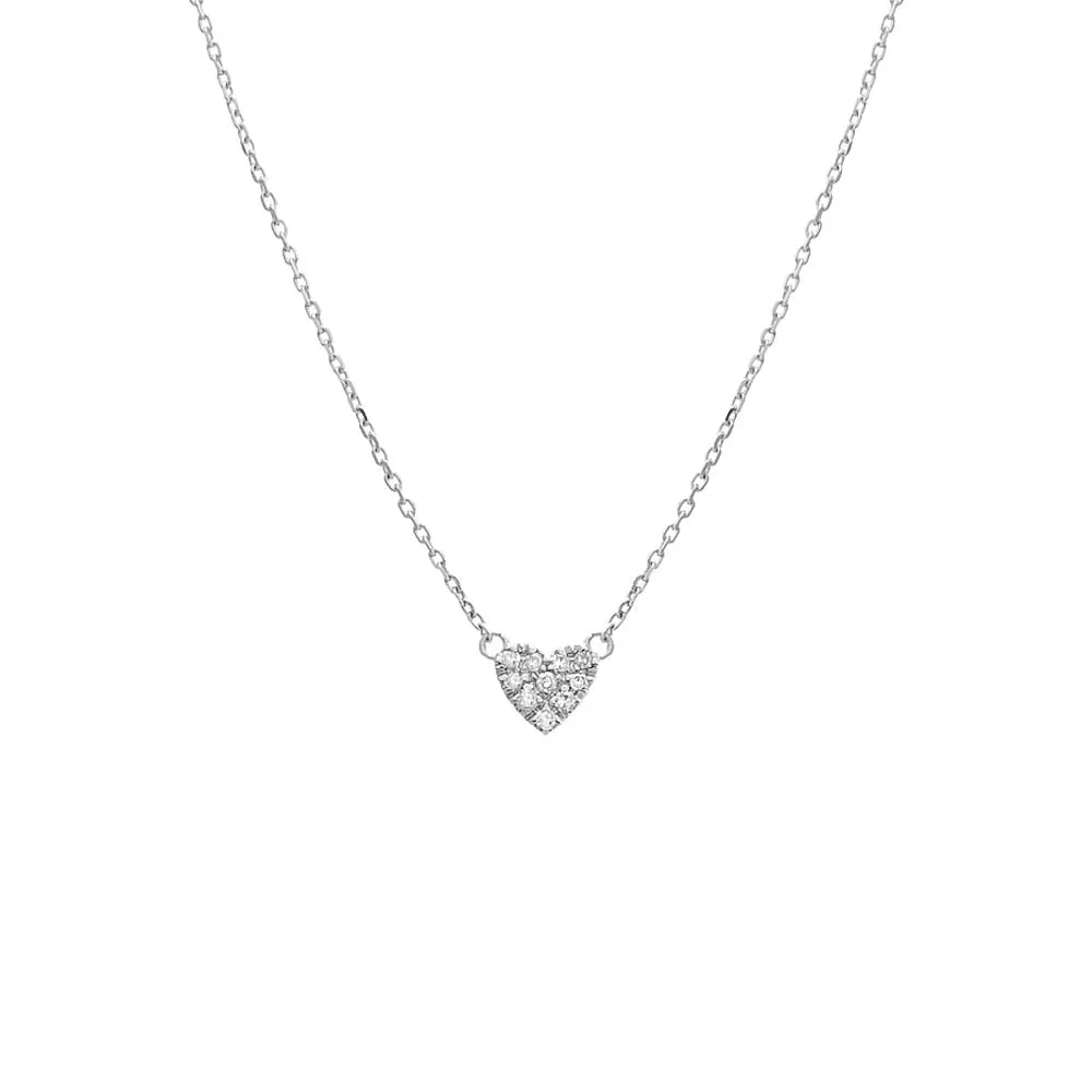 Diamond Pavé Heart Necklace 14K