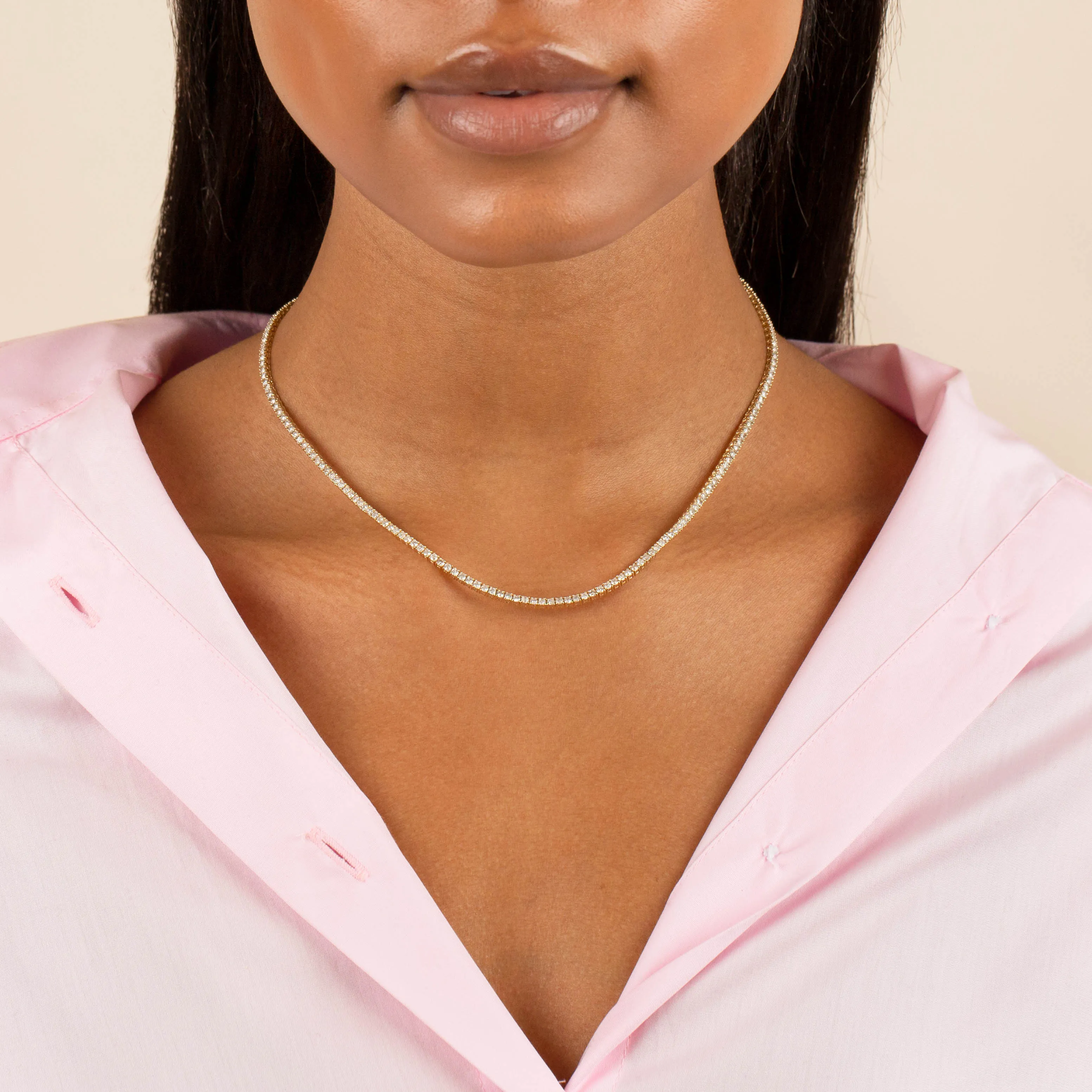 Diamond Thin Tennis Choker 14K