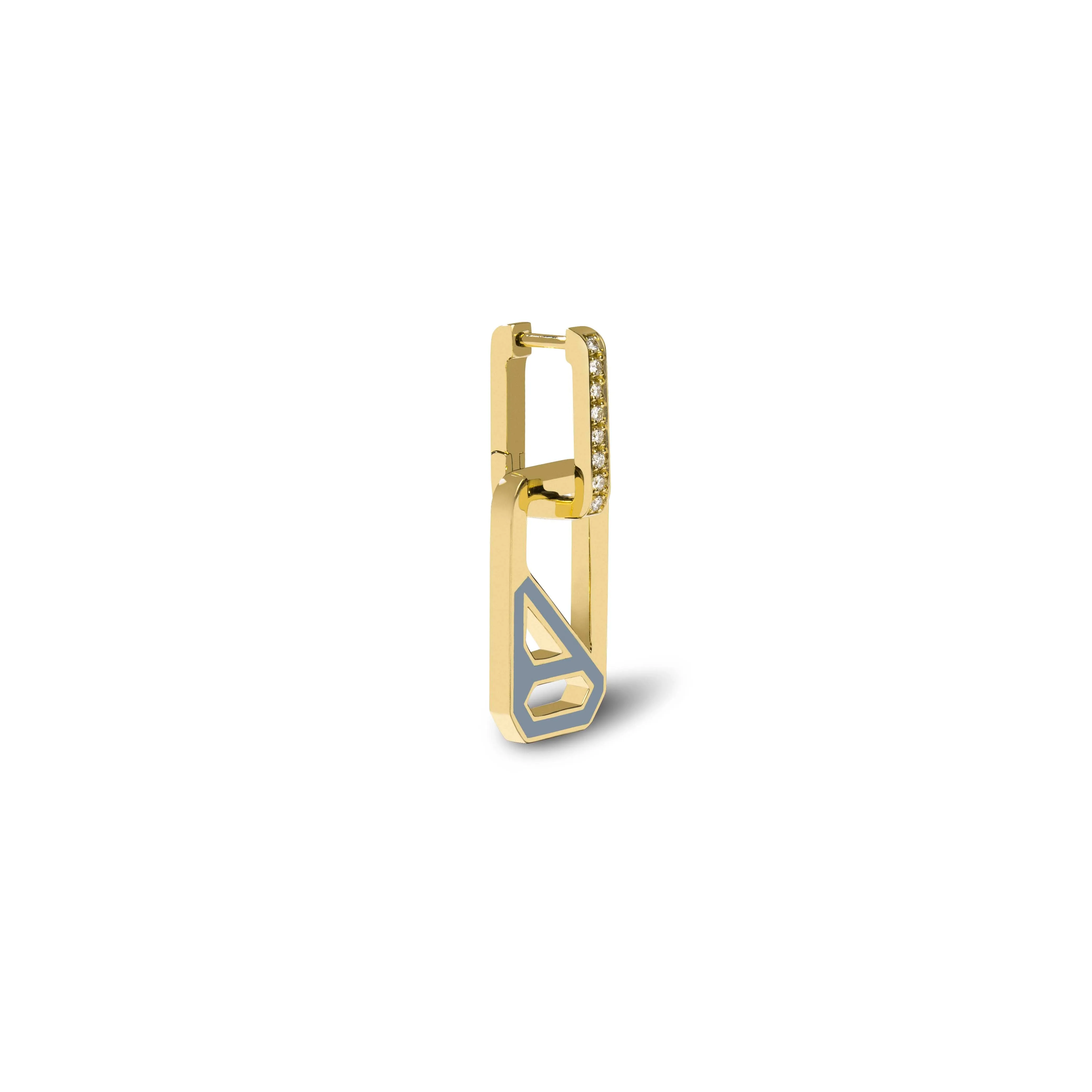 DNA Stone Blue Enamel Single Drop Earring