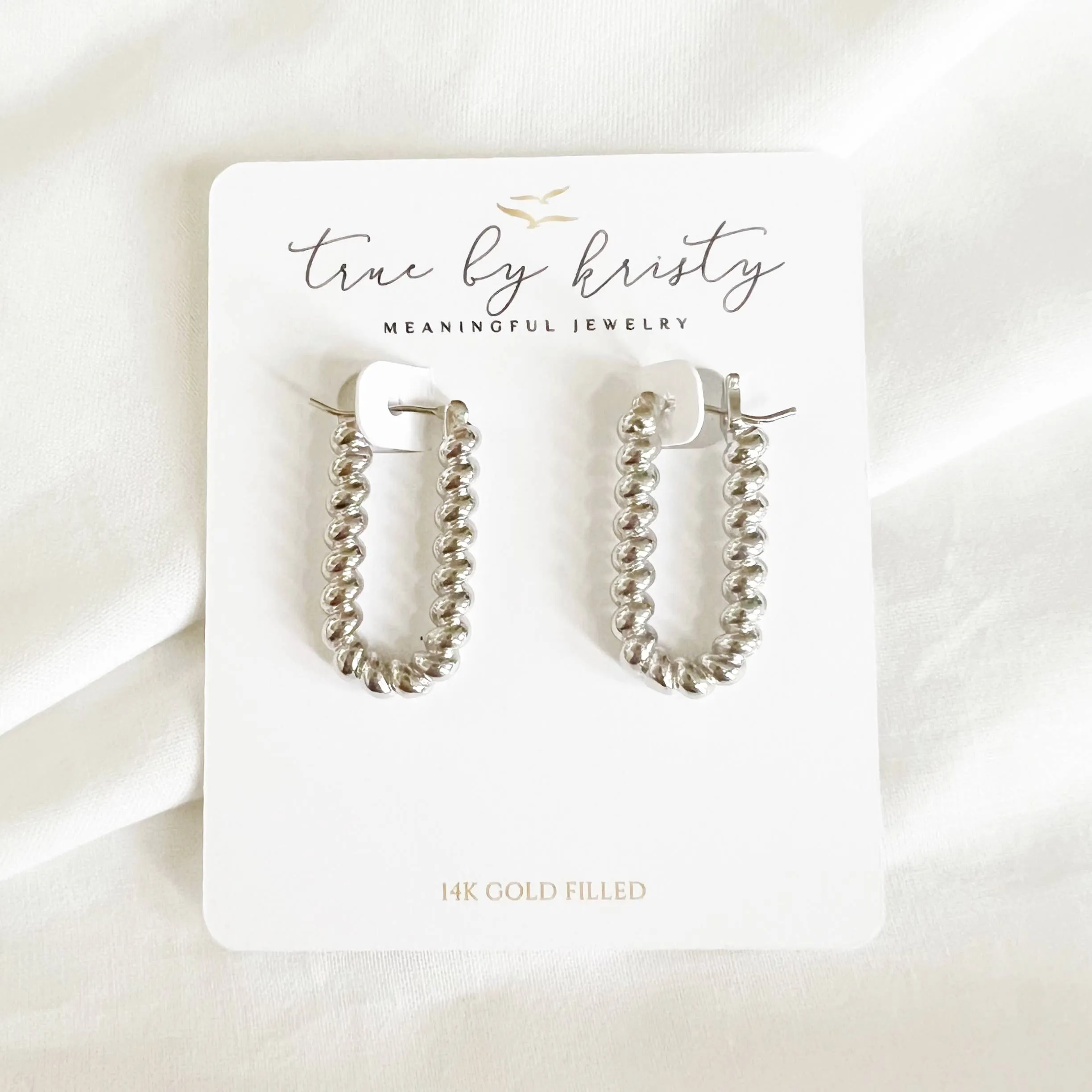 Dockside Croissant Hoops Silver White Gold Filled Earrings