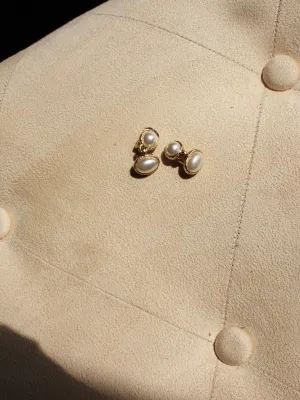 Double Pearl Drop Earrings