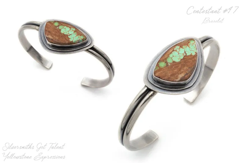 Double Wire Cuff Bracelet with Cabochon