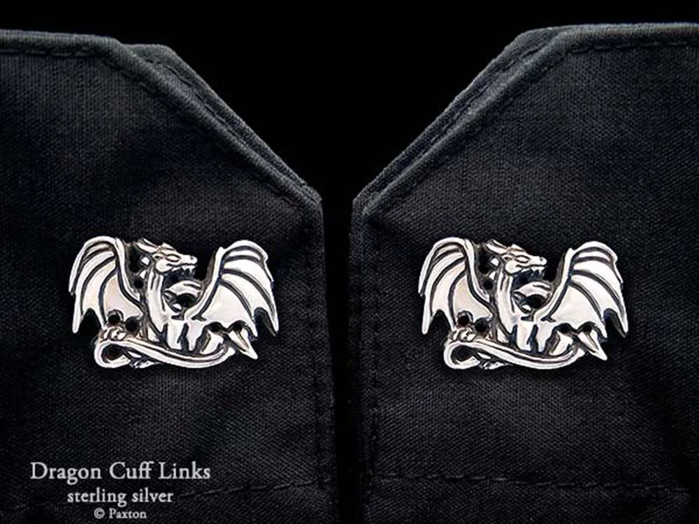 Dragon Cuff Links Sterling Silver