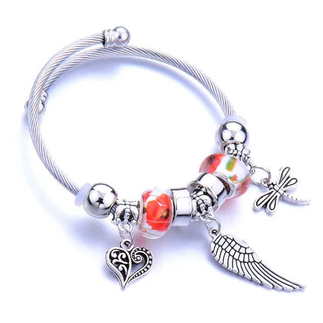Dragonfly Bracelet Open Bangle Tree of Life