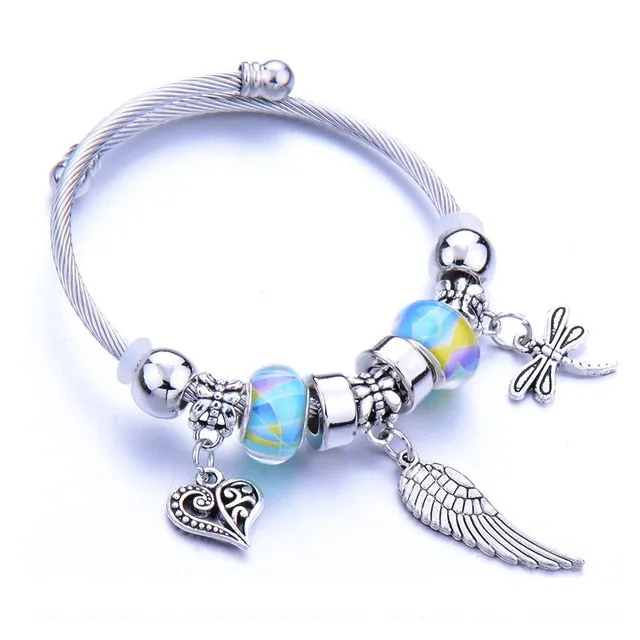 Dragonfly Bracelet Open Bangle Tree of Life
