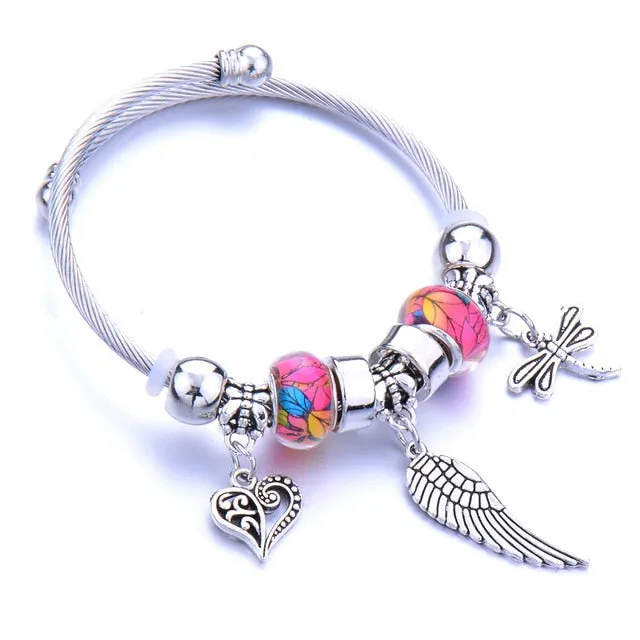 Dragonfly Bracelet Open Bangle Tree of Life