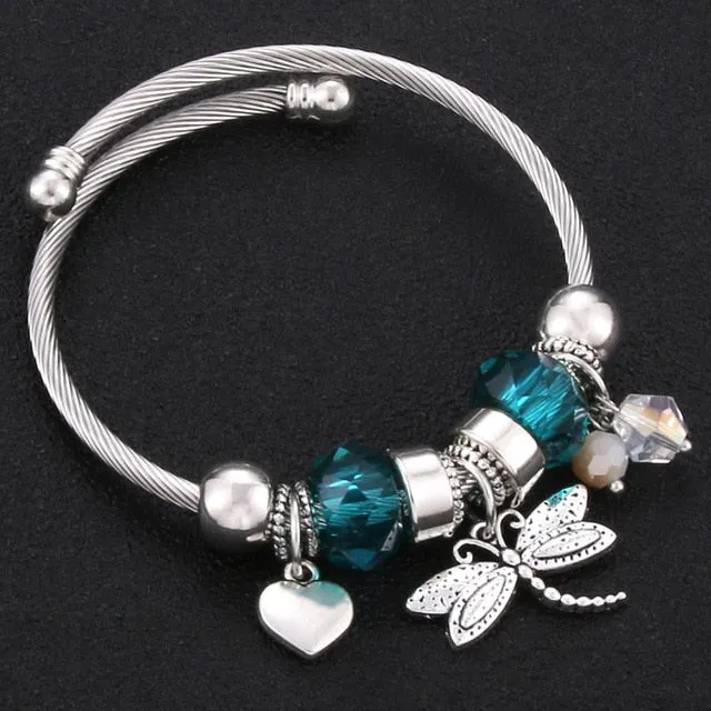 Dragonfly Bracelet Open Bangle Tree of Life