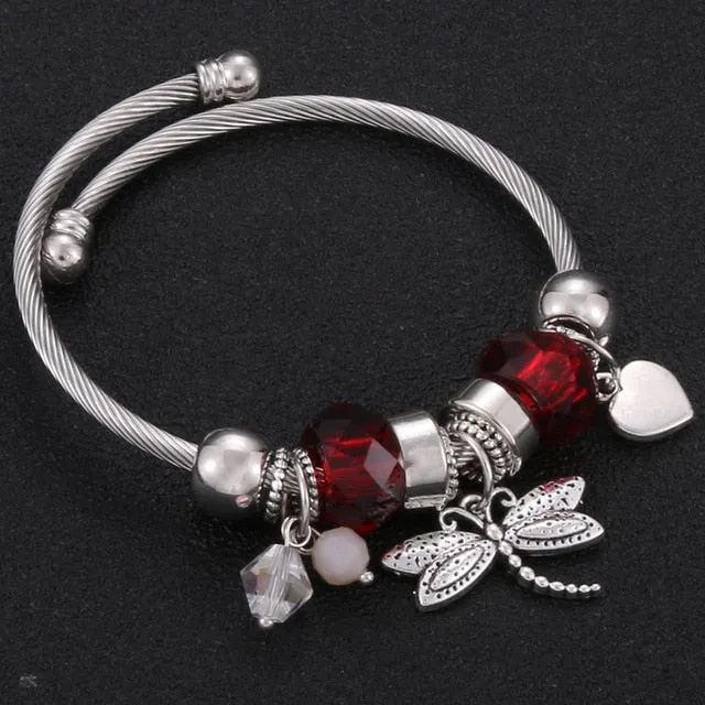 Dragonfly Bracelet Open Bangle Tree of Life