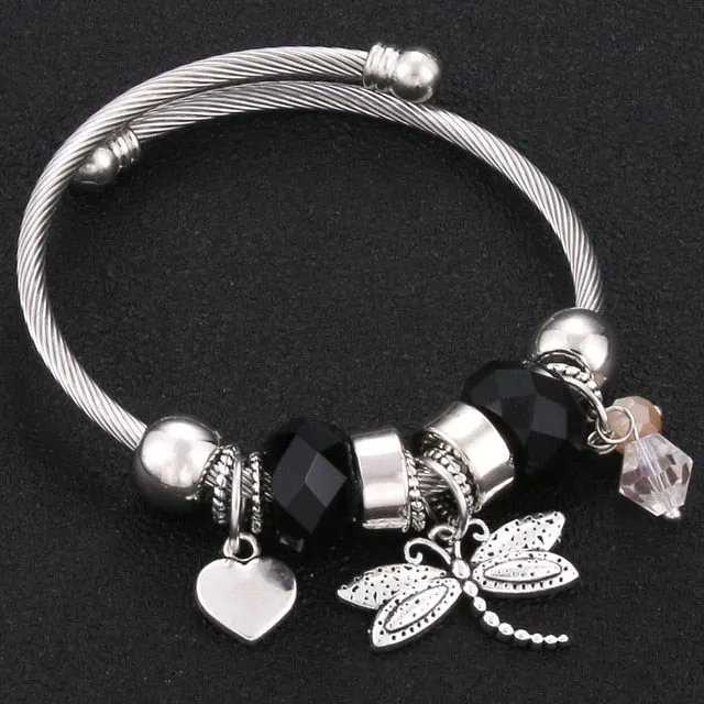 Dragonfly Bracelet Open Bangle Tree of Life