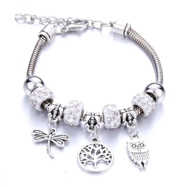 Dragonfly Bracelet Open Bangle Tree of Life