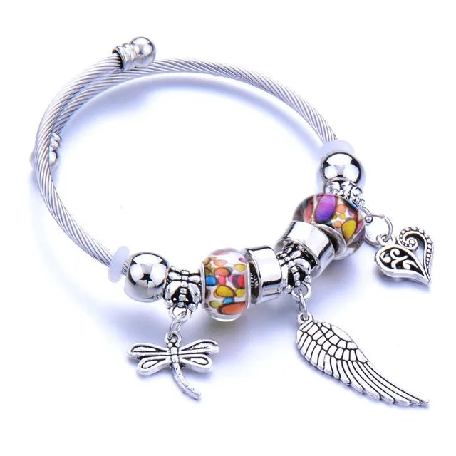Dragonfly Bracelet Open Bangle Tree of Life